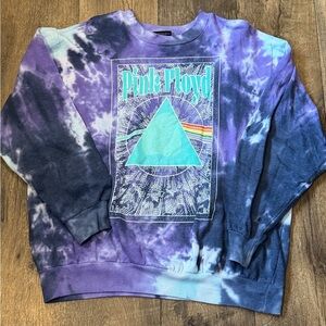 Pink Floyd Blue and Purple Tie-Dye Crewneck Sweater